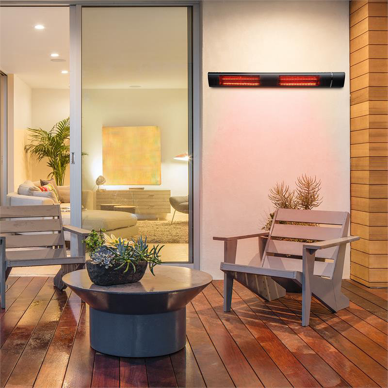 Gold Bar Electric Ceiling Mounted Patio Heater, Black