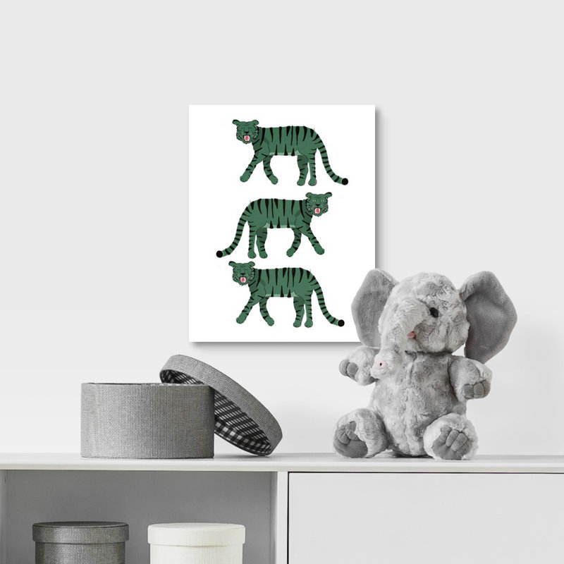 « tiger stack kids », art encadré, H 14 po x l 11 po x P 1,2 po, Toile tendue avec châssis