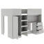 Lit mezzanine gris avec bureau intégré, tablettes et garde-robe - garde-robe polyvalente, rangement et tiroirs compacts