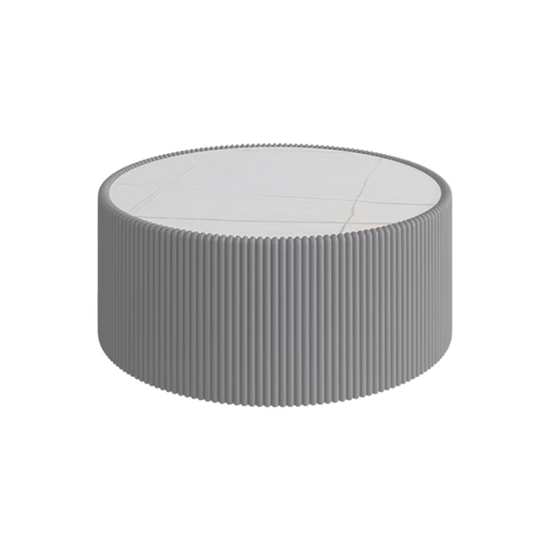 Table basse moderne en cuir clair avec plateau en marbre, Gris