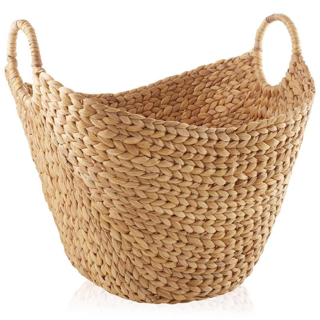 Casafield Large Laundry Boat Basket with Handles, Woven Water Hyacinth Storage Basket Casafield