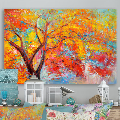 " Tree In Yellow Orange And Red Autumn Colors "