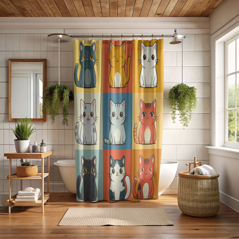 Cute Cats - Rideau de douche Premium, H 74 po x l 71 po
