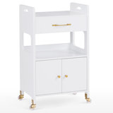 Utility Cart with Lockable Wheels, Trolley with Storage Drawer