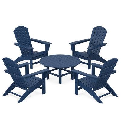 POLYWOOD Nautical 5-Piece Adirondack Chair Conversation Set