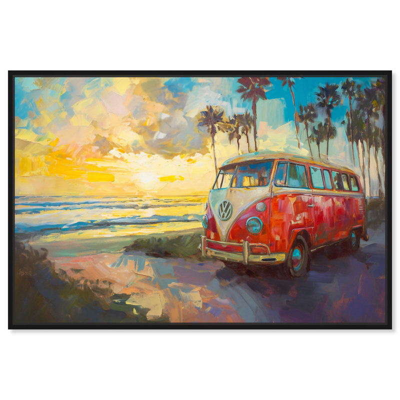 Colorful Coastal Sunset Canvas Print with Black Frame, 17" x 25"