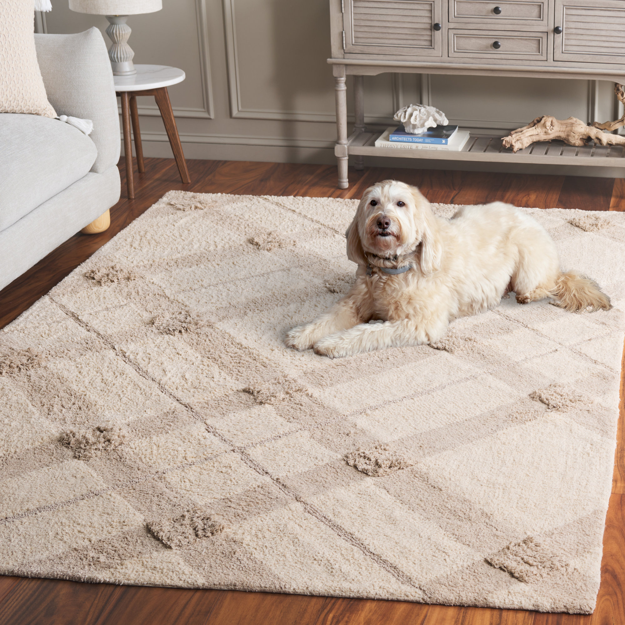 Auguste Handmade Recycled Cotton Ivory / Beige Rug, Rectangle 5' x 8'