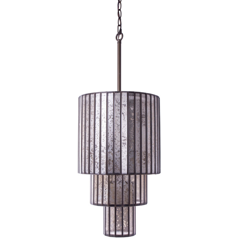 Lustre à plusieurs niveaux 6 lumières/états avec accents en fer forgé Alex