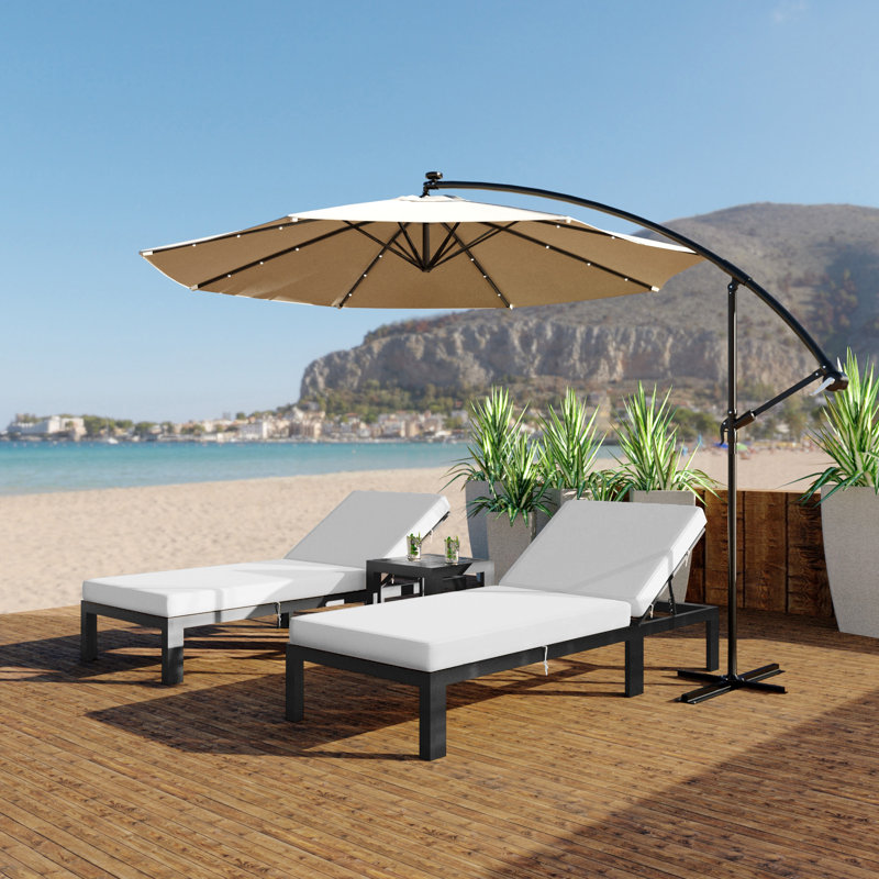 Méridienne ajustable - Fauteuil inclinable d'extérieur, chaise longue de piscine, chaise longue de jardin avec repose-tête et coussins, résistante aux intempéries et aux rayons UV