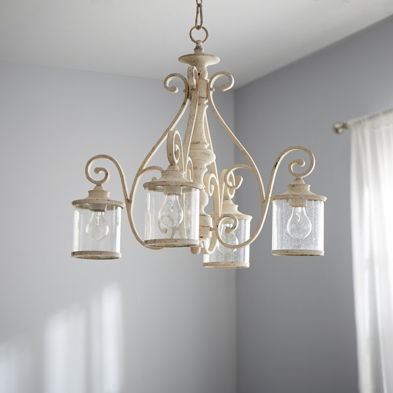 Lustre classique / traditionnel à 4 lumières Salome, Blanc perse