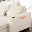 Chaise en velours côtelé beige avec porte-gobelets, compartiments de rangement et organisateurs latéraux multifonctionnels pour petits espaces