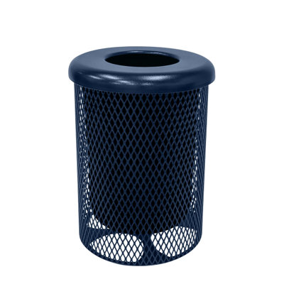 Poubelle d'extérieur Coated Outdoor Furniture de 120 litres (32 gallons), bleu foncé texturé, couvercle plat