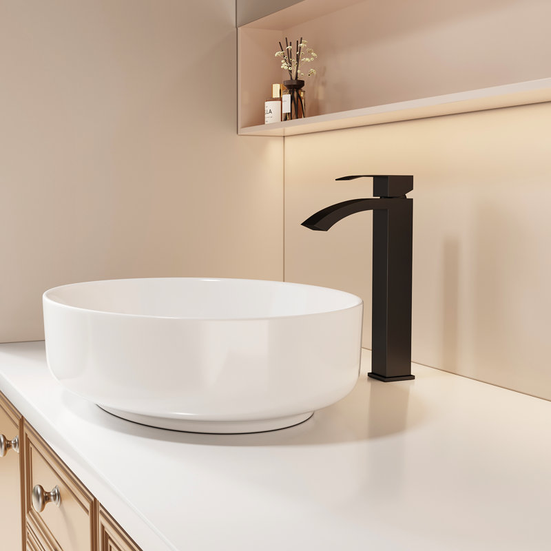 Robinet de salle de bain monotrou 11,58 "Mid Arc Spout, Noir mat