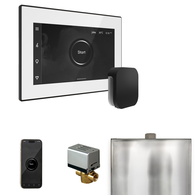 XButler Steam Shower Control Package with iSteamX Control and Linear Steamhead, Matte Black