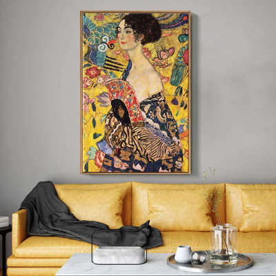 «Woman with Fan» par Gustav Klimt, reproduction d'art sur toile tendue