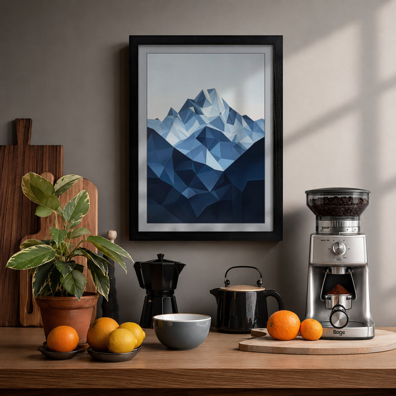 Crystalline Peak Geometric - Print, A1 - 84.1 x 59.4 cm, Black