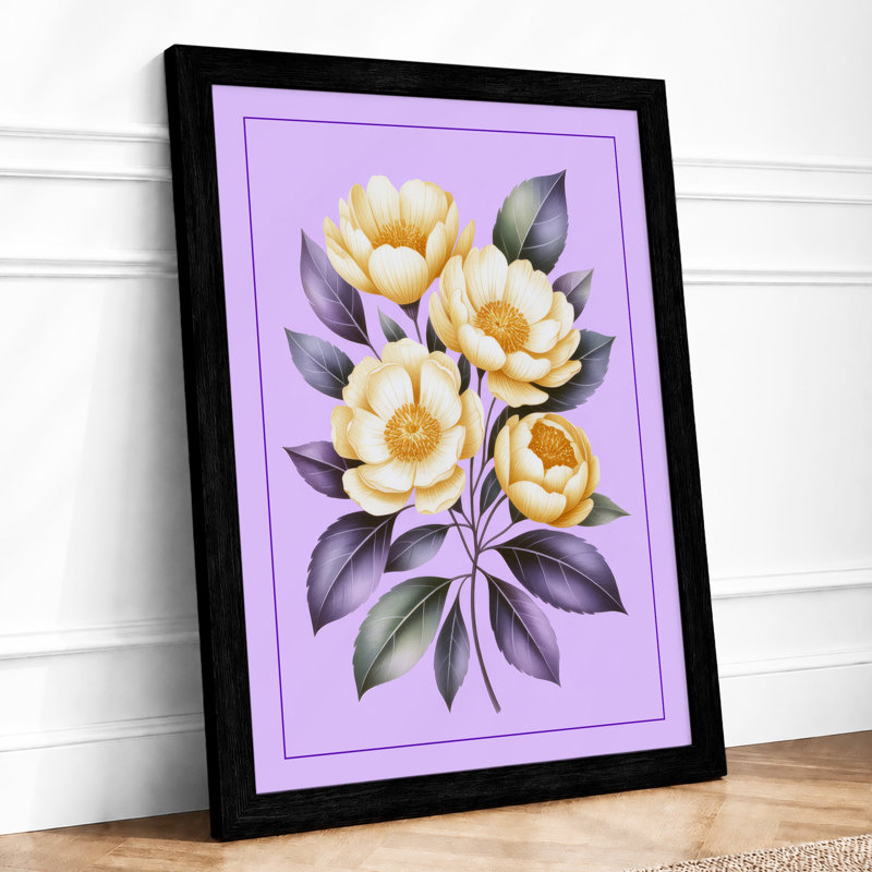 Cluster of Peonies Botanical - Framed Print, A1 - 84.1 x 59.4 cm, Black