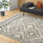 Adry Moroccan Shag Tasseled Cream/Charcoal Area Rug-197443607