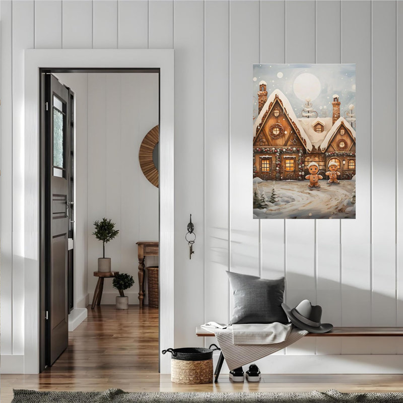 Art mural en toile de Noël pain d'épice sans cadre 24 po x 36 po