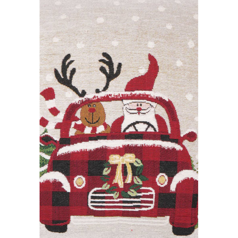 Coussin décoratif | Coussin en jacquard Merry Claus Caravan | 24 x 24 po