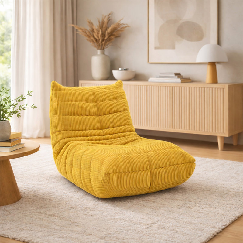  Fauteuil d'appoint rembourré moderne Lennox, jaune, Jaune