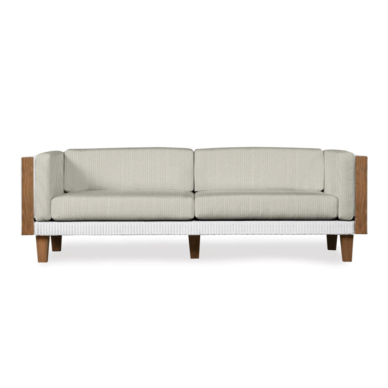 Catalina Outdoor 3 - Seat Patio Sofa, White, Delicate Botanical Slate