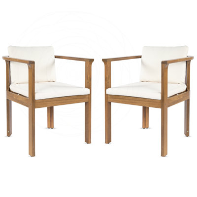 Ensemble de 2 chaises de salle à manger d'extérieur avec accoudoirs courbés en bois d'acacia
