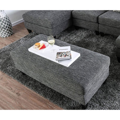 Repose-pieds de salon en tissu de chenille de style transitionnel gris et gris
