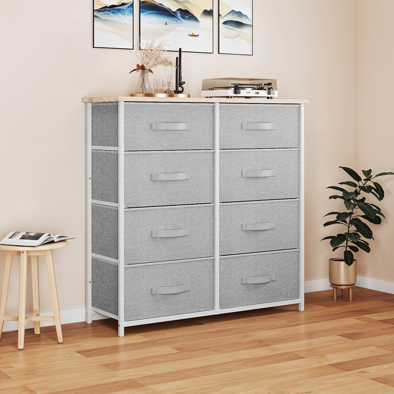 86cm W 8 - Drawer Chest of Drawers, Light Grey/White