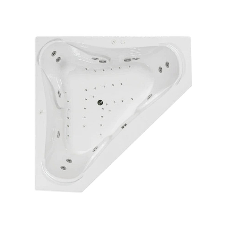 72" L X 72" W Corner Combination Acrylic Bathtub with Center Drain in White