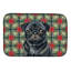 Tapis de vaisselle Black Pug Christmas PoinsettIas