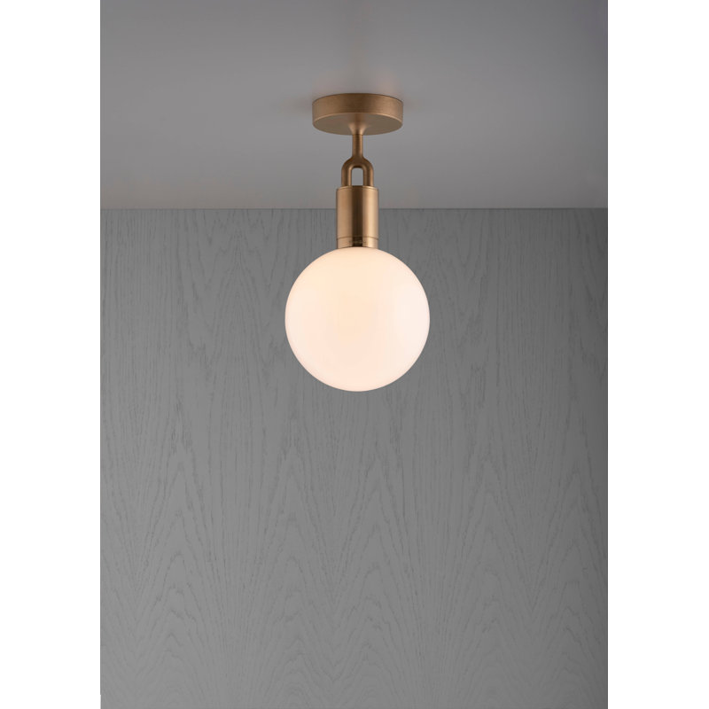 1 - Light Semi Flush Mount, Brass, Medium, Opal