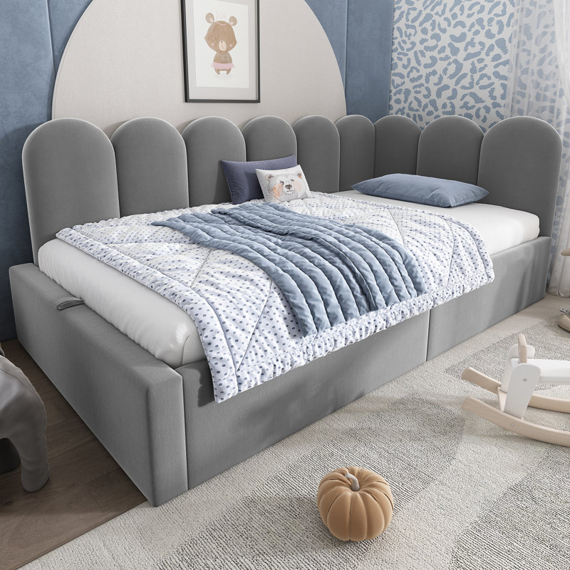 Daybed With Hydraulic Storage, European Single (90 x 200 cm), Grey