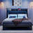 Modern Bed With 2 Nightstands, Charging Station And Colorful Led Light-1867890486