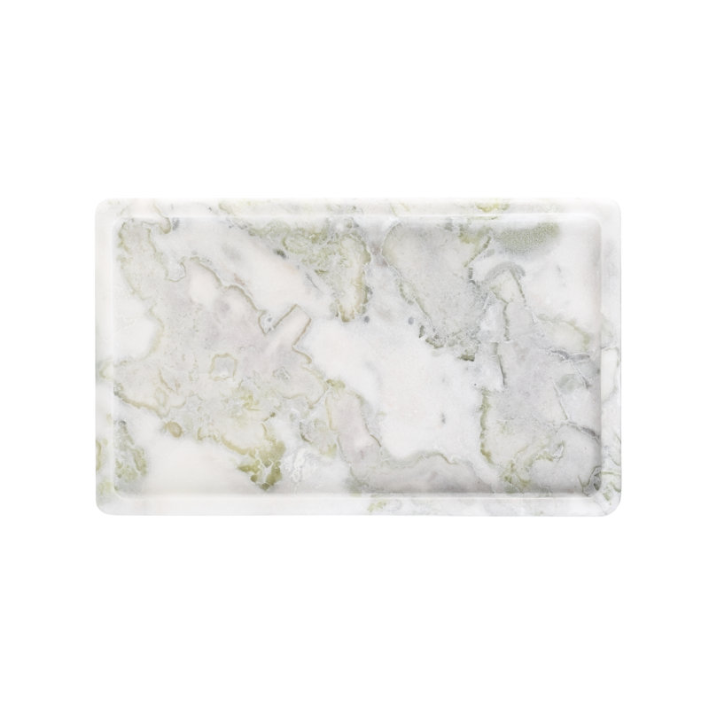 Guein Rectangle Natural Marble Tray,Bianco Palomino