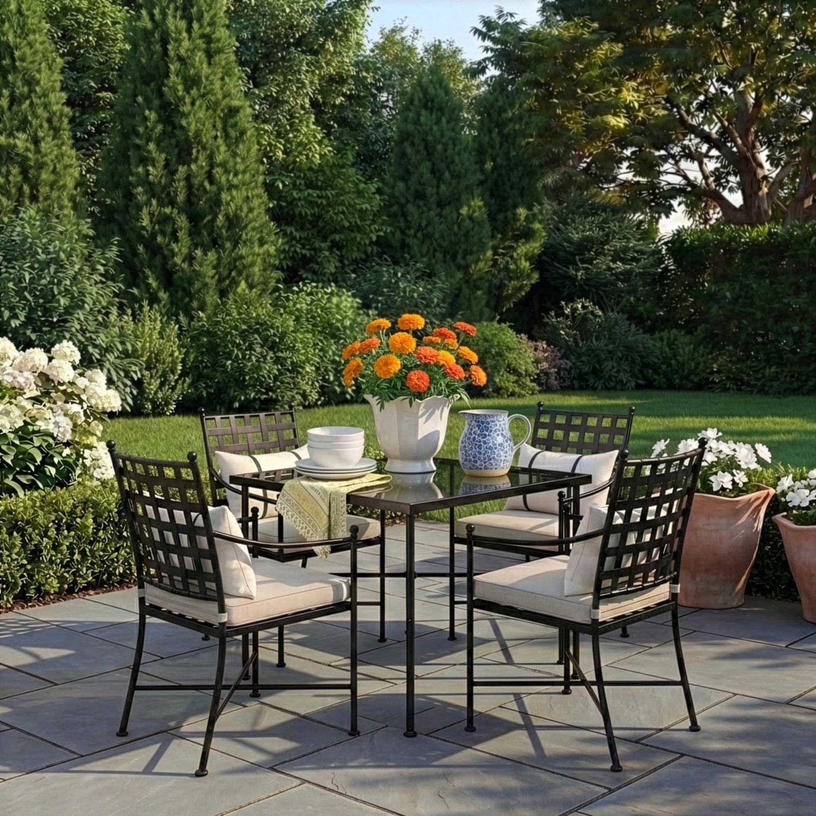 Lucier Sunbrella® Patio Dining Set, 84" L x 44" W x 29" H