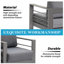 Ensemble de conversation 4 pièces pour patio moderne en aluminium 4 pièces, canapé d'extérieur 5 places avec coussins épais gris foncé et structure grise et table basse-1315028-1315031