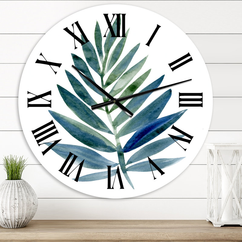 Tropical Green Leaf - horloge murale maison de campagne, Moyen