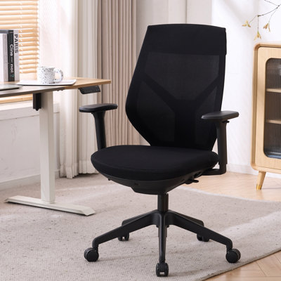 Chaise de bureau ergonomique avec accoudoirs 3D, chaise d'ordinateur en filet respirant avec dossier réglable, chaise de bureau avec coussin épais pour le bureau personnel et l'utilisation commerciale