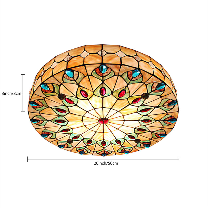 Bloomsbury Market Alexis-Marie 20 Inch Classic Vintage TiffanyFlush Mount Chandelier With Remote Control & Reviews | Wayfair