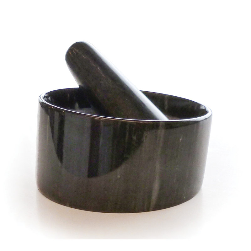 Black Marble Mortar and Pestle Set for Kitchen Herbs and Spices