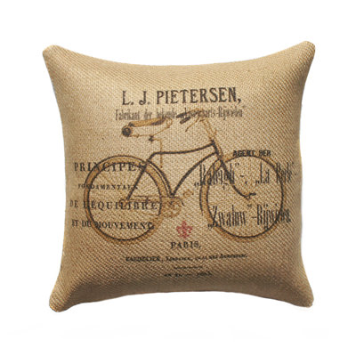 French Bike Square Throw Pillow