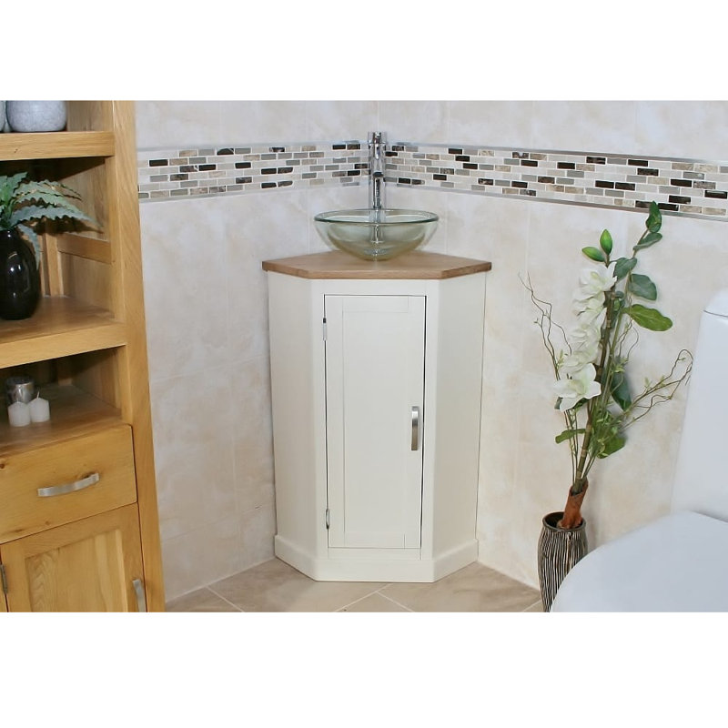 Crandon 390mm Single Bathroom Vanity with Vessel Glass Basin, White