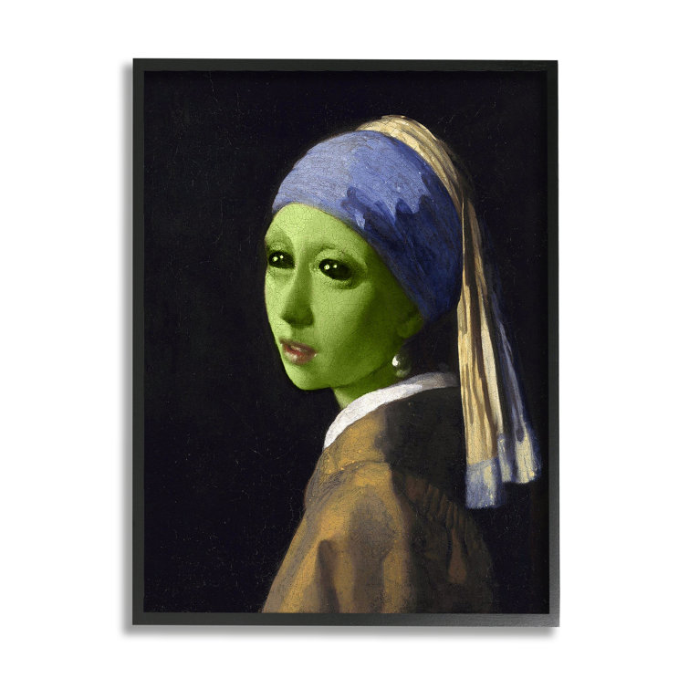 Stupell Industries Girl With Pearl Earring Alien Framed Giclee Art By ...