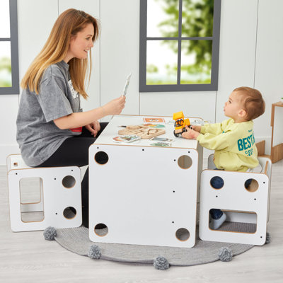 Kids Solid Wood Square Play Table and Chair Set -  Nipperland, Goldfinch3