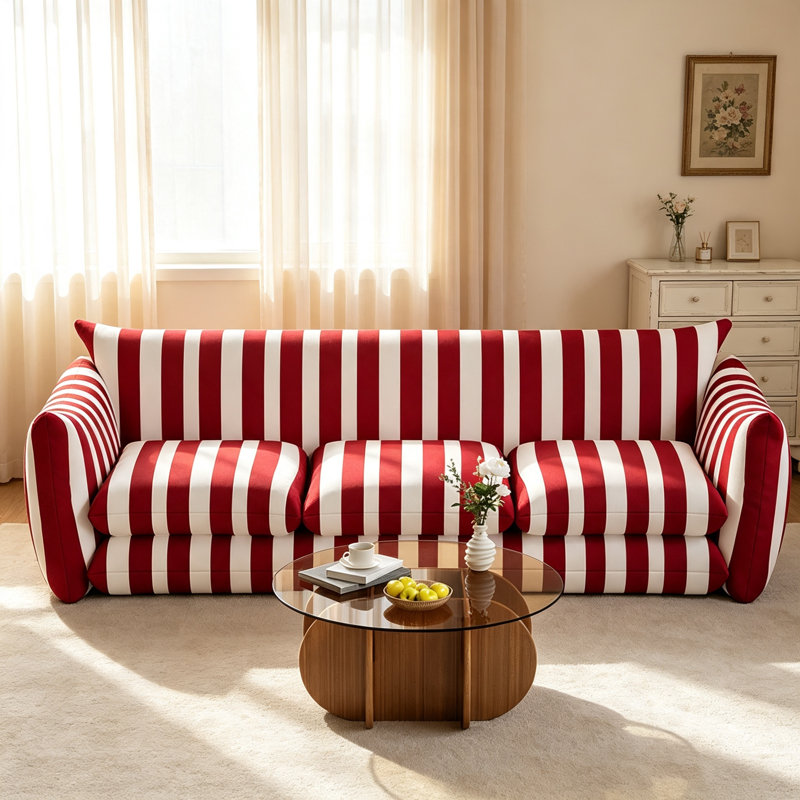 Canapé Simple, Rouge, L 70,87 po, Mélange de coton rouge