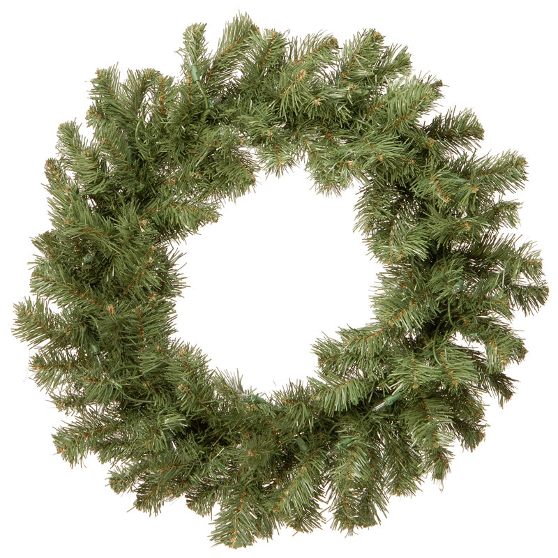 Fir Wreath with Clear Lights, 24" H x 24" W x 24" D