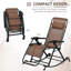 Chaises berçantes d'extérieur 2 pièces Outsunny, chaise berçante inclinable et inclinable pliable avec coussin, porte-gobelet et porte-téléphone, conception combinée avec pieds pliants-129000663-129000665
