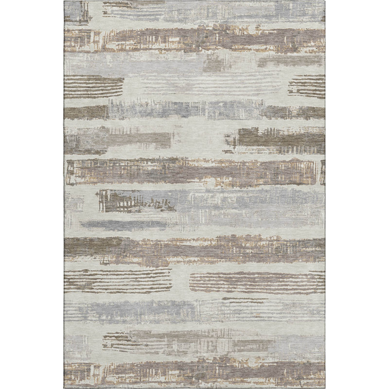 Premium Machine Washable Slesnick AMF1665 Stripes Rug, Rectangle 3' x 5'