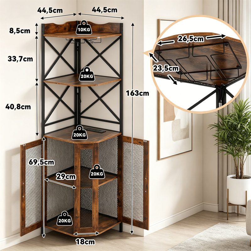 Wine Bottle & Glass Rack Black,Brown